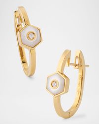 Baia Sommersa 18K Yellow Gold Diamond and Mother-of-Pearl Hoop Earrings
