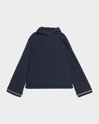 Two-Tone Monili Cuff Wool-Cashmere Knit Hoodie