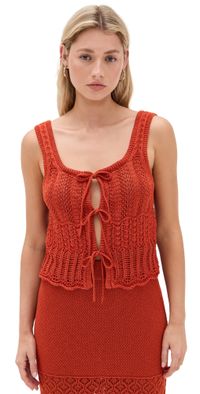 Madewell Pointelle Front Tie Sweater Tank Rustic Flame XL