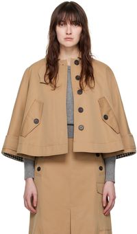 Erdem Tan Cropped Trench Coat