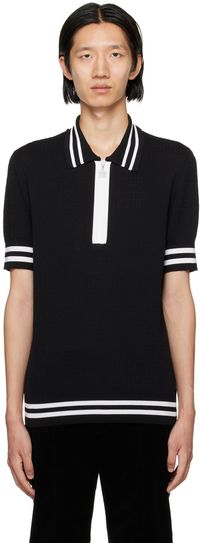 Balmain Polo noir à demi-glissière