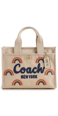 Coach Rainbow Embroidered Canvas Cargo Tote 26 B4/Dark Natural One Size