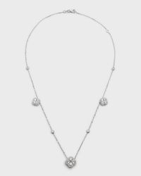 18K White Gold Diamond Flower Station Necklace, 18"L, 3.00tcw