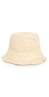 Freya Packable Scallop Straw Bucket Hat Natural S/M