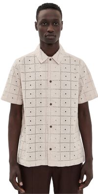 Les Deux Hector Anglaise Short Sleeve Shirt Light Sand L