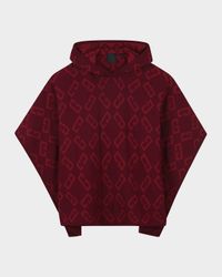 Girl's 4G Intarsia-Knit Hooded Sweater Cape, Size 4-6