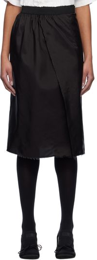 MM6 Maison Margiela Black Frayed Edge Midi Skirt