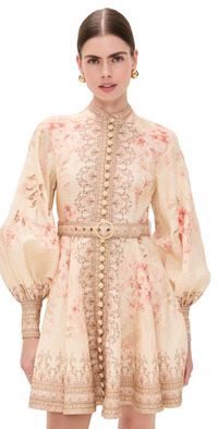 Zimmermann Illuminate Buttoned Mini Dress Coral Floral 2