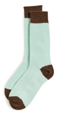Guest in Residence The Soft Cashmere Socks Seaglass/Chestnut One Size