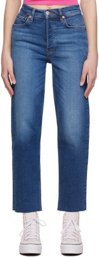 Re/Done Blue 70's Stove Pipe Jeans