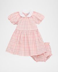 Girl's Check Cotton Dress with Bloomers, Size 1M-18M