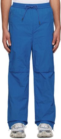 Juun.J Pantalon bleu à coutures latérales à glissière