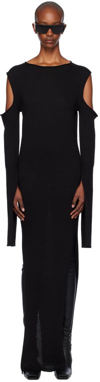 Rick Owens Robe longue noire à manches cape - Porterville