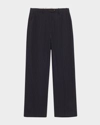 Pinstripe Straight Leg Wool Pants