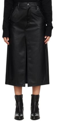 rag & bone Black Sid Faux-Leather Midi Skirt