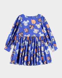 Girl's Cleo Graphic-Print Organic Cotton Dress, Size 3T-6