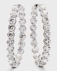18K White Gold Diamond Oval Hoop Earrings, 9.18tcw, 10.3"L