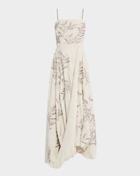 Herbarium Embroidered Linen Bubble Midi Dress