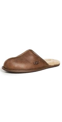 UGG Scuff Leather Slippers Tan 9