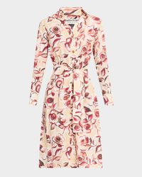 Belted Floral-Print Midi Shirtdress