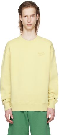 Maison Kitsuné Pull molletonné jaune à logo calligraphié