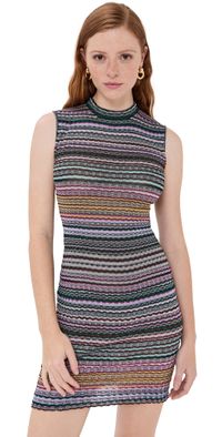 Missoni Sleeveless Short Dress Multicolor Yellow/Pink/Blue 42