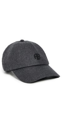 ANINE BING Jeremy 'AB' Monogram Baseball Cap dark heather gray One Size