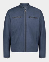 Men's Artino Leather Band-Collar Race Jacket