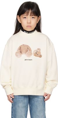 Palm Angels Enfant | Pull molletonné blanc cassé à ourson