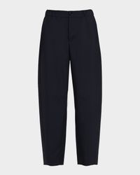 Elastic Waistband Straight-Leg Trousers