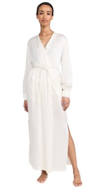 Lunya Washable Silk Long Robe Tranquil White M
