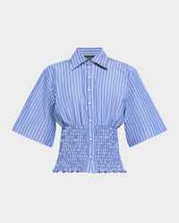 The Harte Smocked Button-Front Shirt