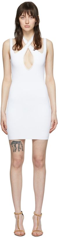 Balmain White Viscose Mini Dress