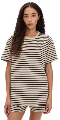 ATM Anthony Thomas Melillo Heavyweight Jersey Striped Oversized Tee Dune/Black M