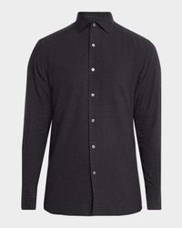 Men's Cotton and Cashmere Check Button-Down Shirt