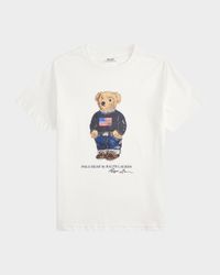 Boy's Polo Bear Flag Print Short-Sleeve T-Shirt, Size S-L