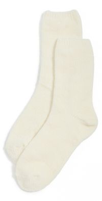 Stems Fuzzy Crew Socks Cream One Size