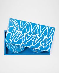 Blue Bunny Lacquer Coaster Box Set - 6 Coasters