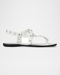 Leather Grommet Toe Ring Sandals