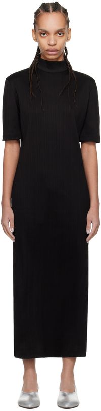 Mame Kurogouchi Black Random Ribbed Maxi Dress