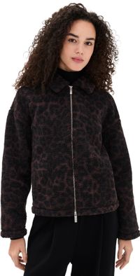 Sweaty Betty Plush Collared Fleece Large Brown Leopard Print S