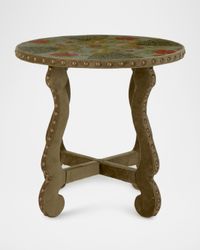 Peacock Embroidered Side Table