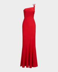 Sybil One-Shoulder Crepe Column Gown