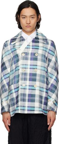 Comme des Garçons Shirt Blue & Gray Twill Garment Printed Blazer