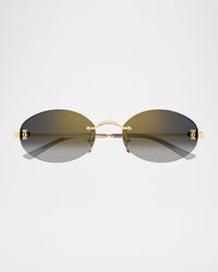 C de Cartier Rimless Metal Cat-Eye Sunglasses