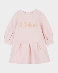 Girl's Logo Embroidered Long-Sleeve Cotton Dress, Size 6M-3