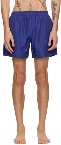 Balmain Maillot de bain bleu à logo imprimé