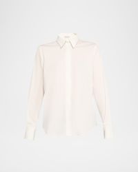 Monili-Trim Cotton Poplin Button-Down Shirt
