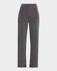 Jenna Straight-Leg Metallic Rib Knit Pants