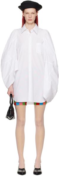 Comme des Garçons White Button Midi Dress